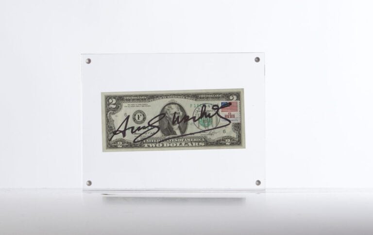 ANDY WARHOL (1928-1987) - Billet de deux dollars - Feutre - Signé, sous plexigl…