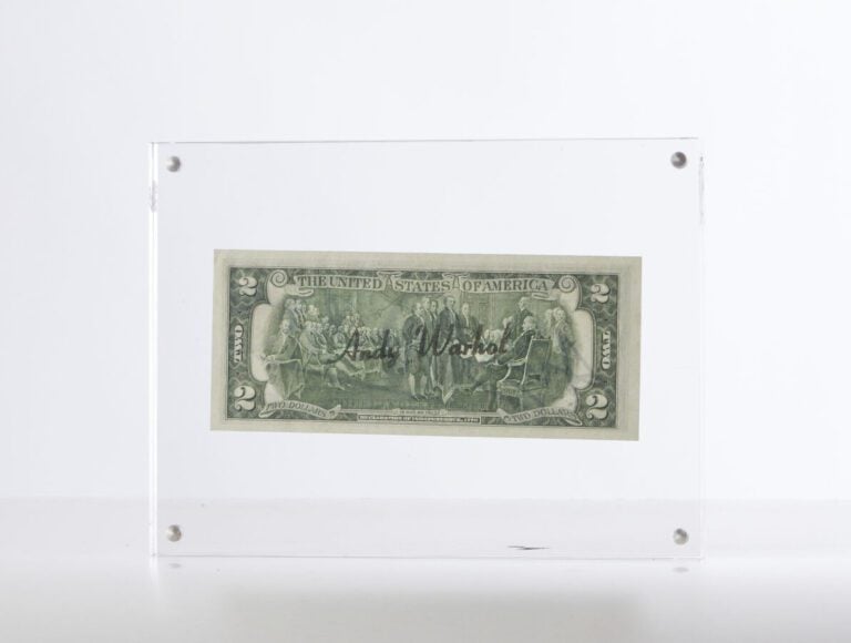 ANDY WARHOL (1928-1987) - Billet de deux dollars - Feutre - Signé, sous plexigl…