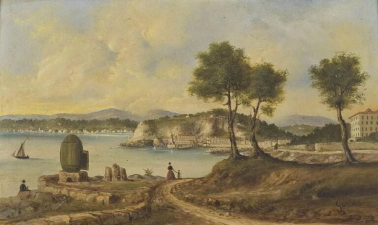 Angelo GARINO Vue du port Huile sur panneau 30 x 50 cm