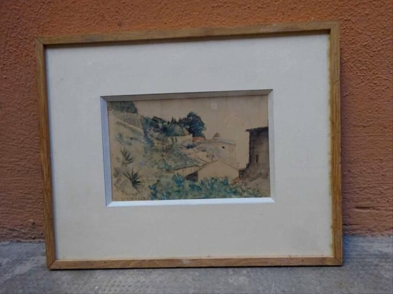 ANONYME (Actif début XXe siècle) "Nizza 21-10-922" ou Vue de la Tour Bellanda Aquarelle sur papier Située et datée en bas à gauche 12,5 x 20 cm (piqûres)