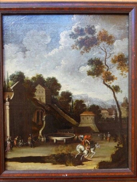 Attribué à Johann Anton EISMANN (1604-1698) Le sacrifice de Marcus Curtius Huile sur toile 86 x 70 cm (restaurations)