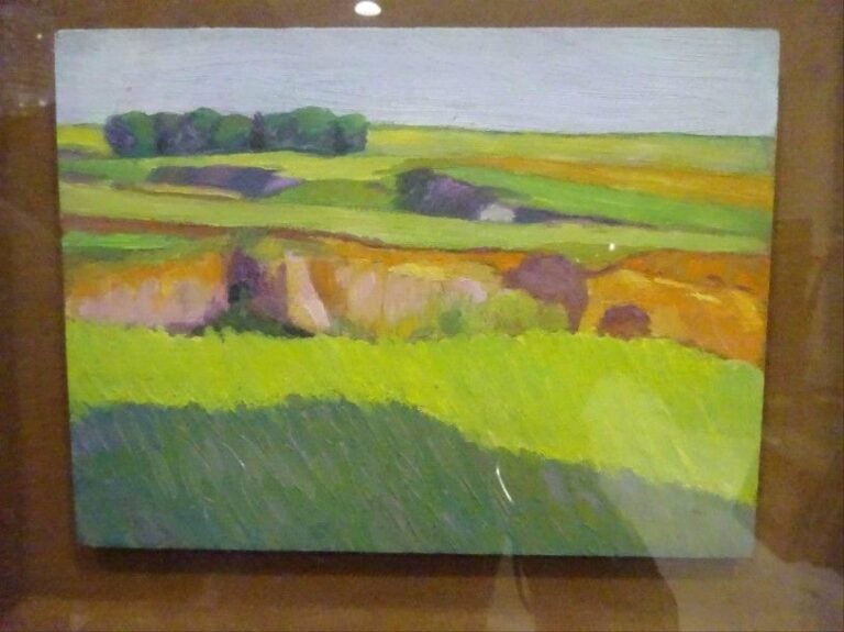 Attribué à Vittorio GRASSI Paysage au champ Huile sur panneau Non signée 15,5 x 20,5 cm