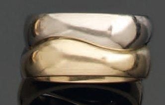 BAGUE comprenant deux ANNEAUX complémentaires, un en or jaune et l'autre en or gri
