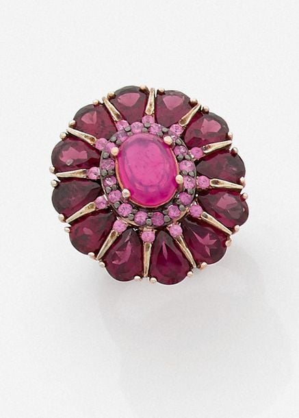 BAGUE «fleur» en argent noirci (mi