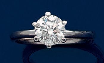 BAGUE solitaire en or gris (750 millièmes) serti d'un diamant taille brillant pesant 2,02 carat