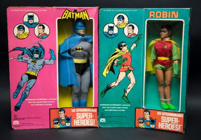 Batman Mego - Batman et Robin - poupées 30 cm en boite Pinpin Toys Neuf en boite 1978 France