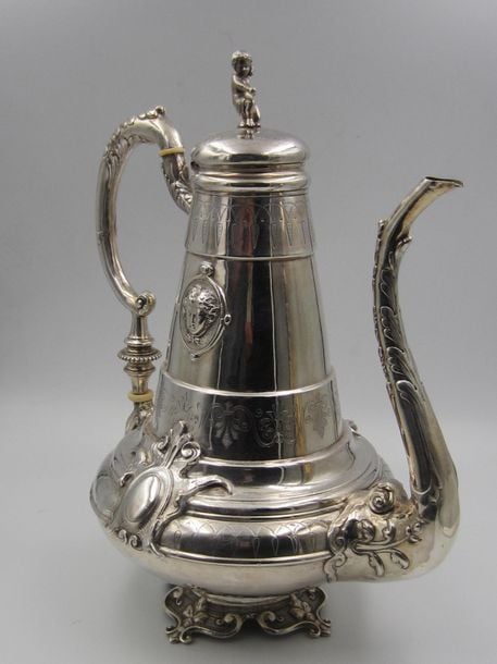 BELLE CAFETIÈRE en argent (950 millièmes) d'époque Napoleon II
