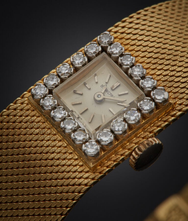 BLANCPAIN - BRACELET MONTRE carrée de dame en platine (min. 800‰) et or jaune (…