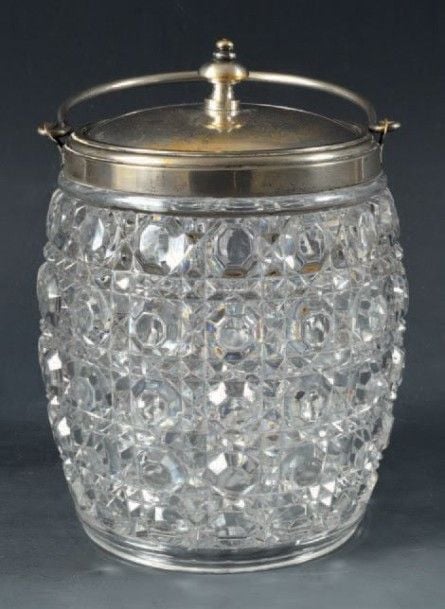 Boîte à biscuits en cristal moulé à motif de diamants adoucis octogonau