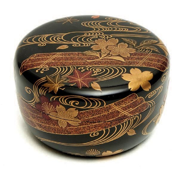BOÎTE À THÉ de forme plate (hiranatsume) laquée noir