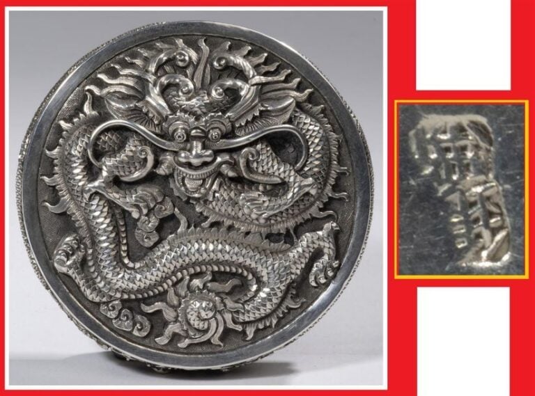 BOITE CIRCULAIRE EN ARGENT CHINOIS D'EXPORTATION