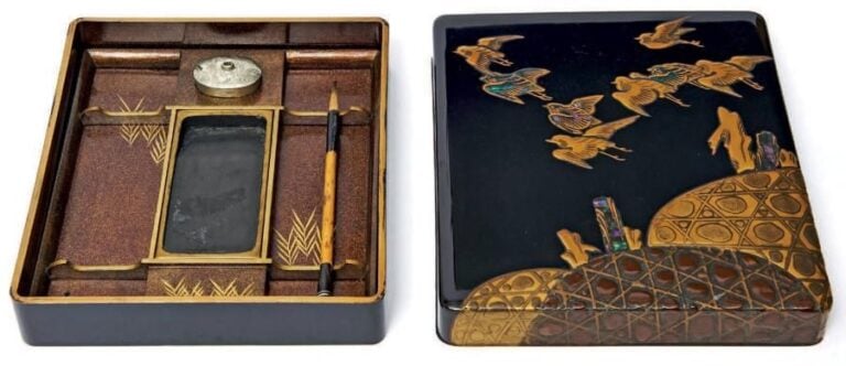 BOÎTE DE CALLIGRAPHIE (suzuribako) en laque noir