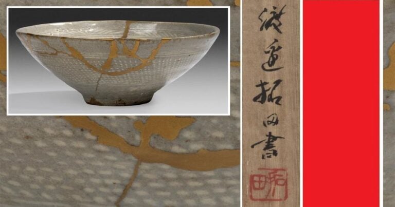 BOL CONIQUE EN GRES PORCELAINEUX CELADON A DECOR DE TYPE MISHIMA