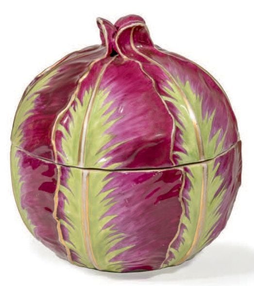 Bonbonnière en forme de chou en porcelaine de Marcolini