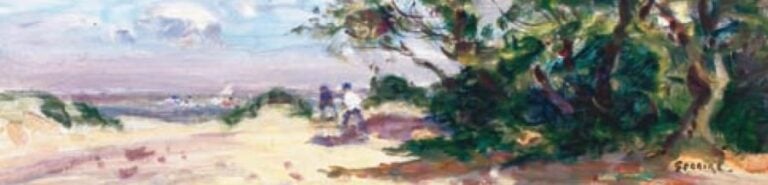 Bord de mer Huile sur toile, signée en bas à droite 17,5 x 67 cm