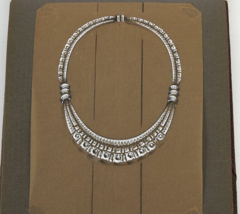 BOUCHERON - CARNET d'une vingtaine de DESSINS originaux gouachés, de bijoux et…