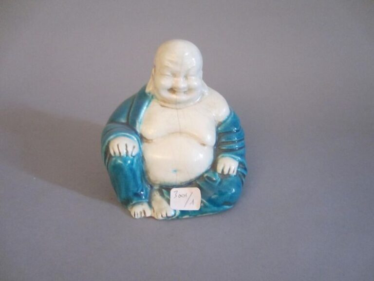 Bouddha en porcelaine bleue et blanc /12 cm