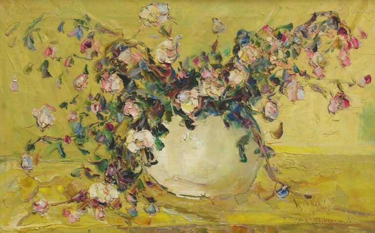 Bouquet de roses (1924) Huile sur toile Signée en haut à droite; signée et datée en bas à droite 60 x 93 cm L'authenticité de cette oeuvre a été confirmée par Mr Vance