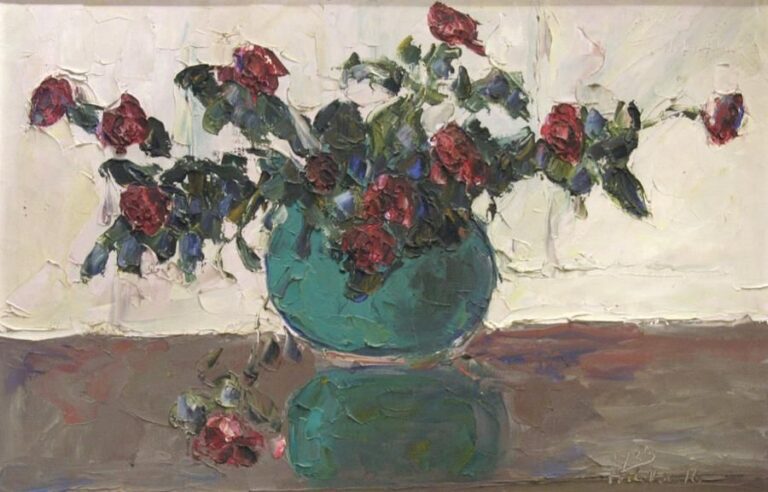 Bouquet de roses dans un vase (1923) Huile sur toile Signée et datée en bas à droite 60 x 92 cm L'authenticité de ce tableau a été confirmée par Monsieur