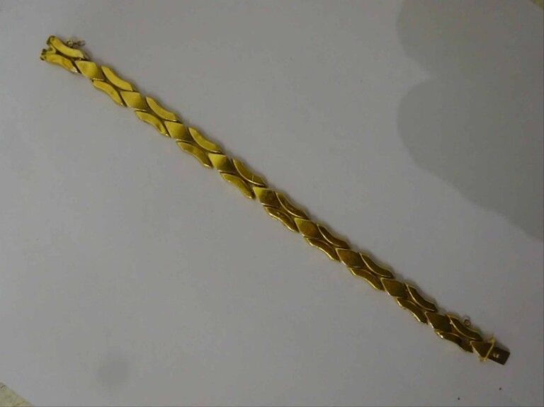 Bracelet articulé à maillons hexagonaux creux, en or jaune 18K (750°/00
