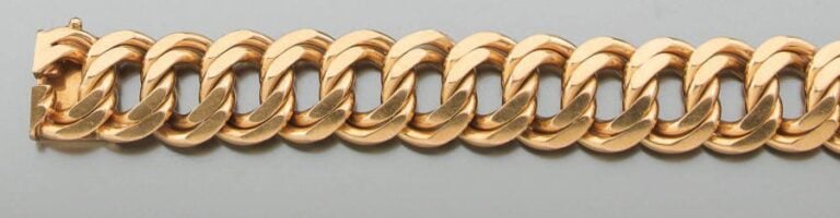 BRACELET « double gourmette limée » en or jaun