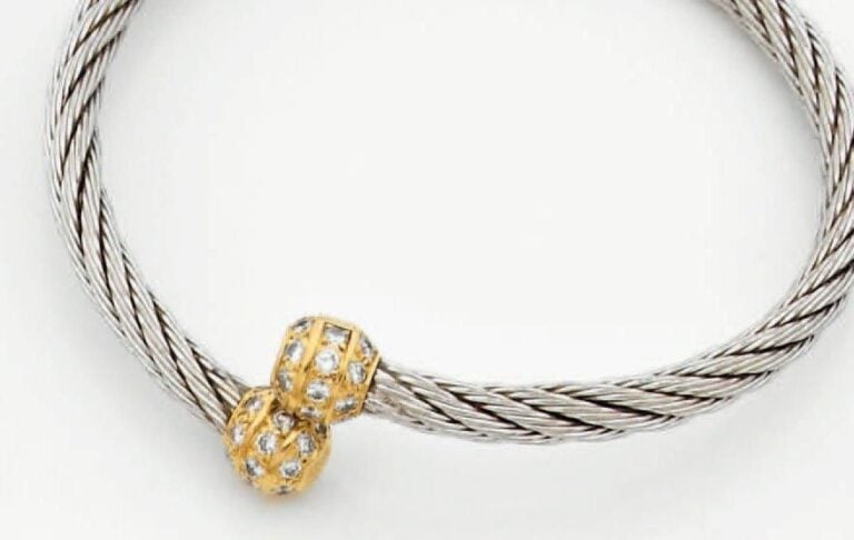 BRACELET «Force 10» en or et acier partiellement serti de diamant