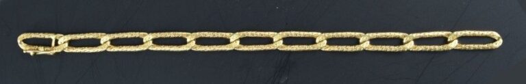 Bracelet gourmette en or 18k (750°/00) à maillons ovales texturé