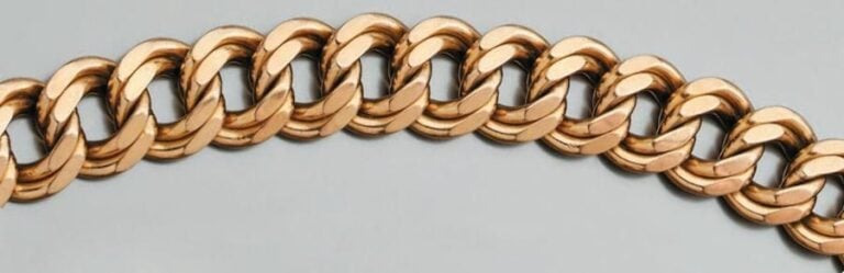 BRACELET gourmette en or jaune, double anneau lim