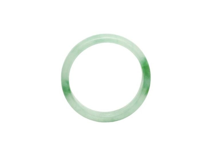 BRACELET JONC EN JADE JADEITE "MOUSSE DANS LA NEIGE"