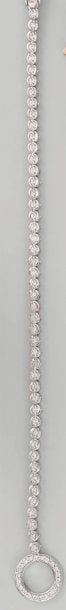 BRACELET « ligne et anneau » en or gris articulé serti de diamants taille brillan