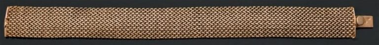 BRACELET manchette souple en or jaune, maille milanais