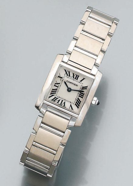 BRACELET MONTRE carré, en or gris, modèle « tank française
