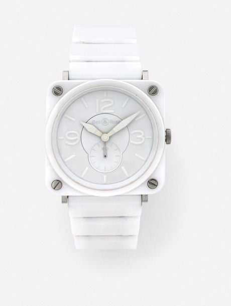 BRACELET MONTRE carrée «BRS-98 Phantom» en céramique blanch