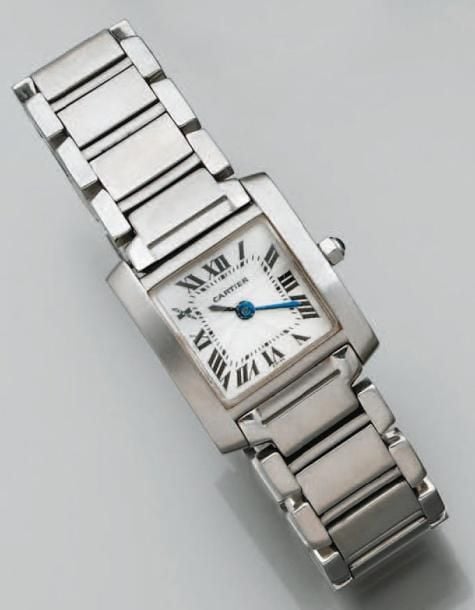 BRACELET MONTRE carrée de dame en acier, modèle «Tank Française