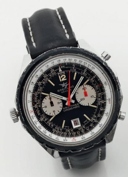 BRACELET MONTRE chronographe en acier, modèle « NAVITIMER Chrono-matic