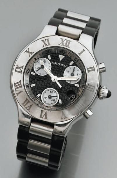 BRACELET MONTRE chronographe en acier, trois compteur