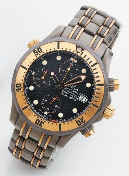 BRACELET MONTRE chronographe en titane et or jaune, modèle « Seamaster professional