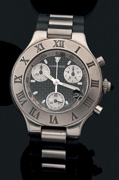 BRACELET MONTRE chronographe ronde en acier, modèle «chronoscaphe 21