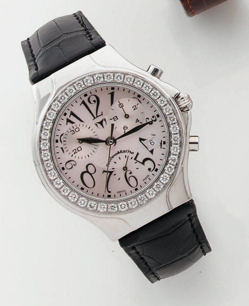 BRACELET MONTRE « chronographe » ronde en acier, modèle « Diva