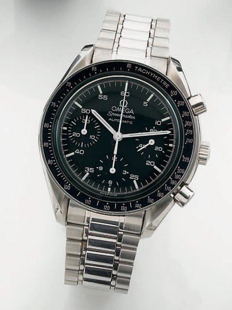 BRACELET MONTRE chronographe ronde en acier, modèle « Speedmaster