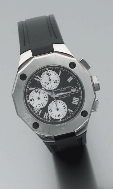 BRACELET MONTRE d'homme, chronographe, modèle « Riviera », en acie