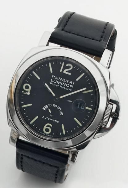 BRACELET MONTRE d'homme en acier, modèle « Luminor, Power Reserve