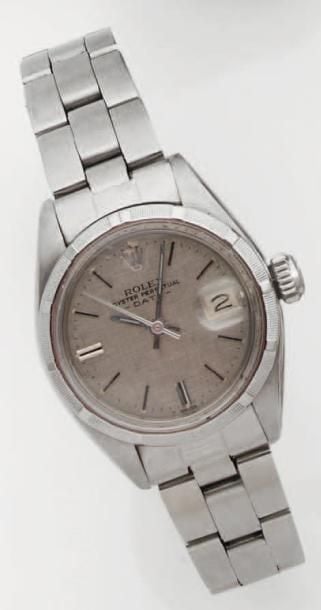 BRACELET MONTRE de dame en acier, modèle « Oyster Perpertual Date