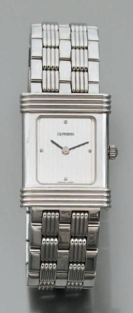 BRACELET MONTRE de dame, rectangulaire en acier godronn