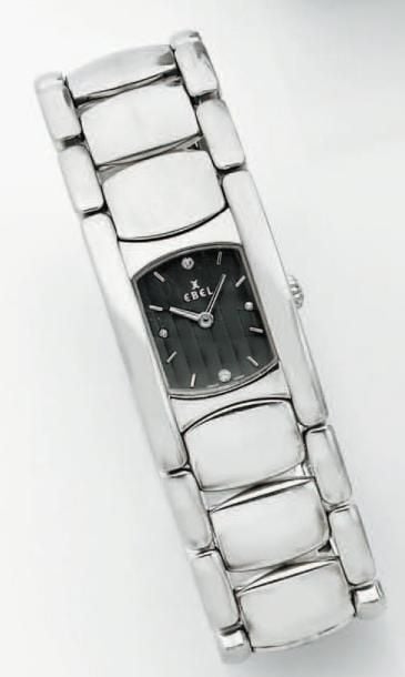 BRACELET MONTRE de dame, rectangulaire en acier, modèle «Beluga