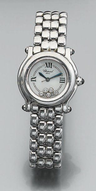 BRACELET MONTRE, de dame, rond, en acie