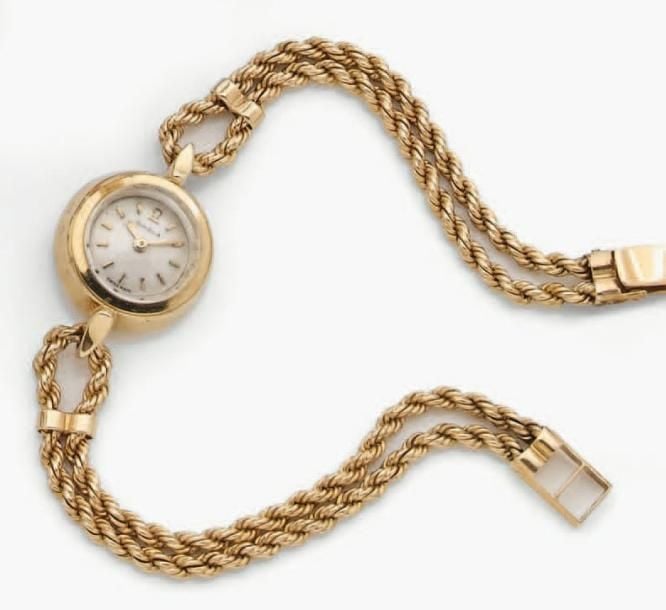 BRACELET MONTRE de dame, ronde, en or jaun
