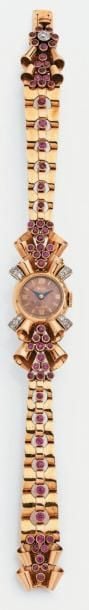BRACELET MONTRE de dame ronde en or jaun