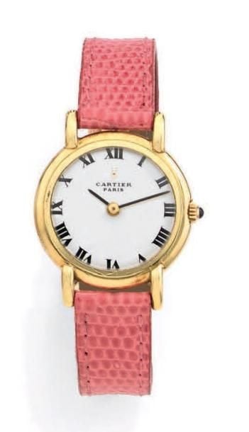 BRACELET MONTRE de dame, ronde en or jaune (750 millièmes