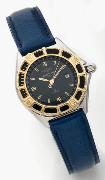 BRACELET MONTRE de dame ronde en or jaune et acier, modèle «J Class